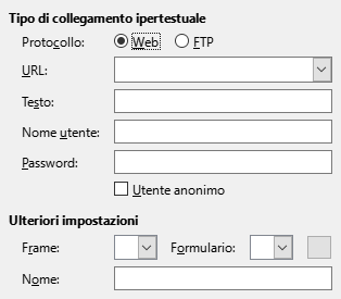 Immagine della finestra di dialogo pagina del Collegamento ipertestuale a Internet