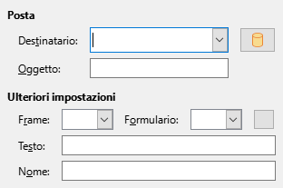 Immagine della finestra di dialogo pagina del Collegamento ipertestuale a E-mail