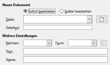 Bild des Dialogs Hyperlink – Neues Dokument