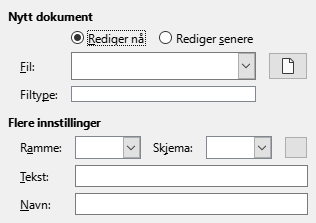 Dialog for hyperkobling for nytt dokument