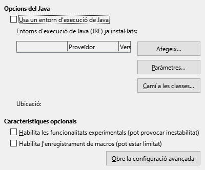 Imatge del diàleg d'opcions avançades