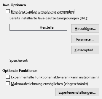 Bild des Dialogs Optionen – Erweitert