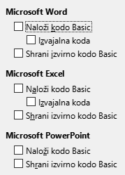 Slika pogovornega okna Nastavitve/Možnosti – Nalaganje/shranjevanje