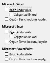 Seçenekler Kaydet/Yükle Penceresi Resmi