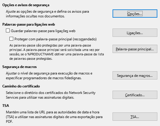 Imagem da caixa de diálogo Segurança