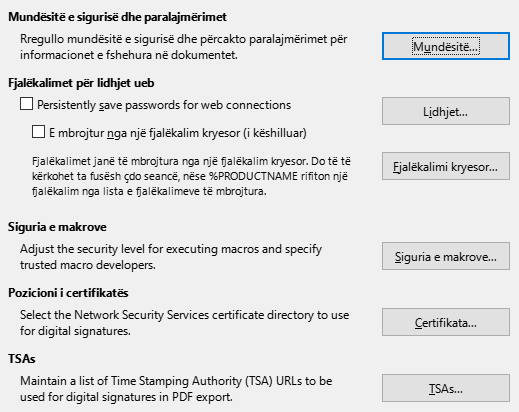 Options Security Dialog Image