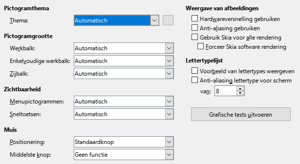 Afbeelding van dialoogvenster Opties - Beeld