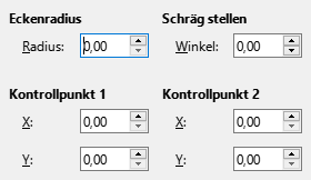 Register: Schräg stellen / Eckenradius 