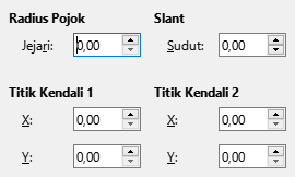 Halaman tab Jari-jari Pojok dan Slant