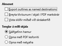 PDF Export Links Options Dialog Image