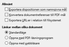 PDF Export Links Options Dialog Image