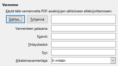 PDF Export Digital Signature Options Dialog Image