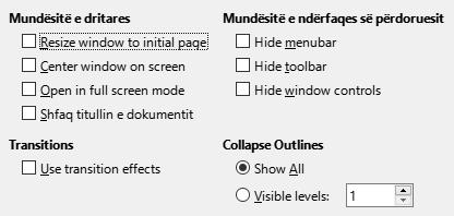 PDF Export User Interface Options Dialog Image