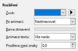 Dialogové okno Efekty animace