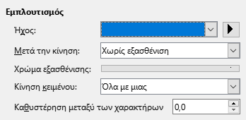Προχωρημένος διάλογος εφέ κίνησης