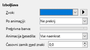 Slika pogovornega okna Napredni učinki animacije