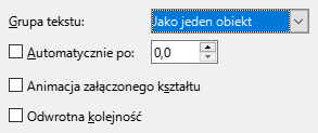 Okno dialogowe animacji tekstu
