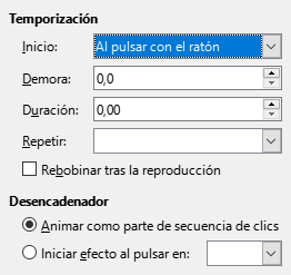 Cuadro de diálogo de temporización de animación personalizada