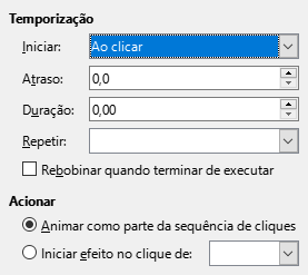Caixa de diálogo Animação temporizada personalizada