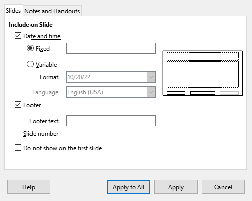 Header Footer Dialog