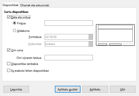 Goiburukoen eta orri-oinen elkarrizketa-koadroa