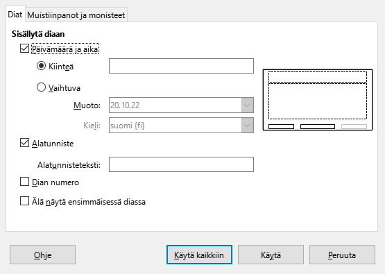 Header Footer Dialog