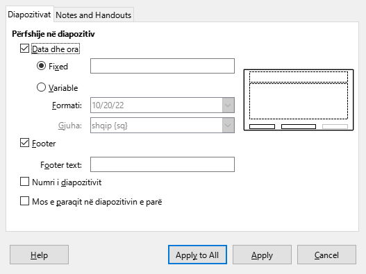 Header Footer Dialog