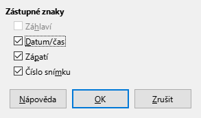 Dialogové okno Rozvržení předlohy