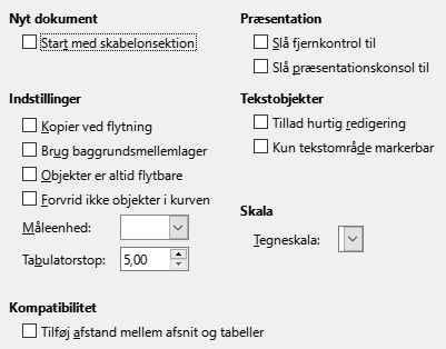 Billede af Impress-dialogen indstillinger ▸ Generelt