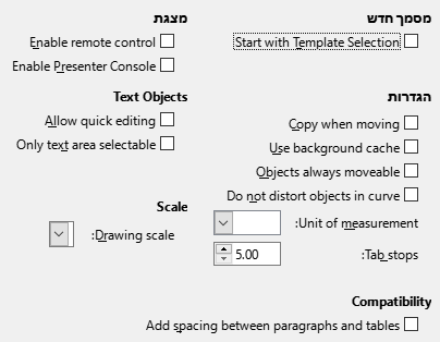 Impress General Options Dialog