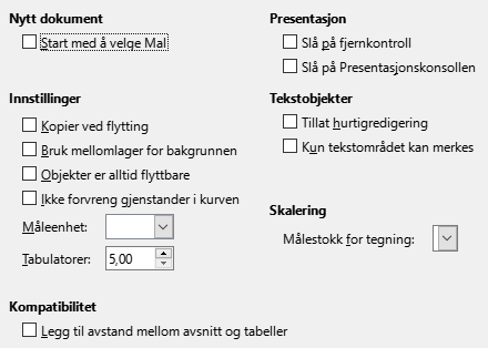 Impress Generelle Alternativer dialog