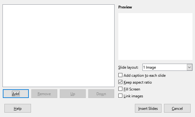 Impress Photo Album Dialogue Box