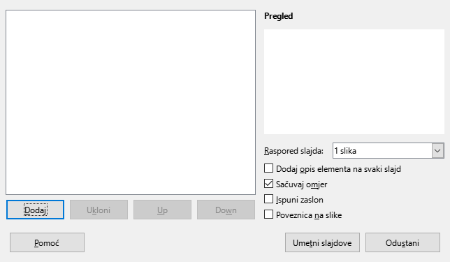 Impress Photo Album Dialog
