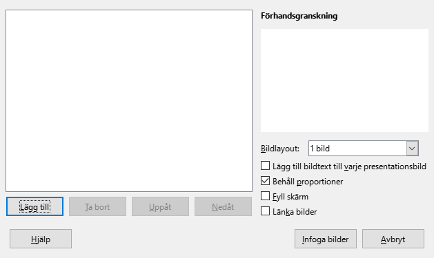 Impress Photo Album Dialog