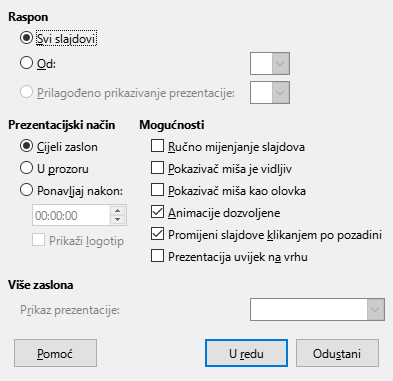 Presentation Dialog