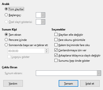 Presentation Dialog