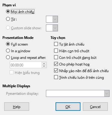 Presentation Dialog