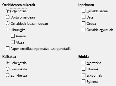 Impressen inprimatze-aukeren elkarrizketa-koadroa