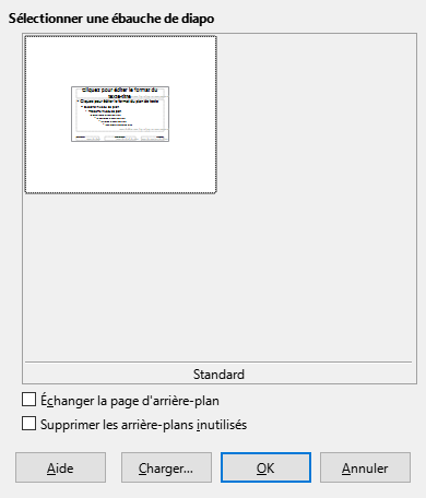 Boîte de dialogue Ébauche de diapo