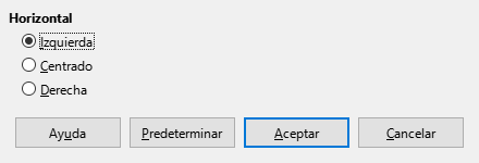 Cuadro de diálogo Alineación