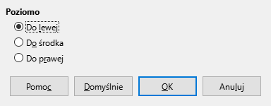 Okno dialogowe wyrównania
