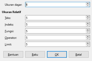 Dialog Ukuran Fon