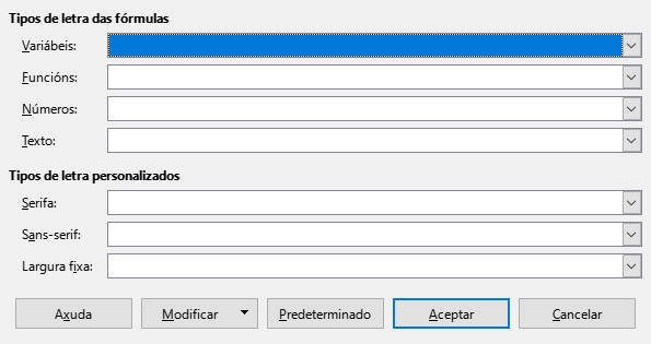 Caixa de diálogo Tipo de letra