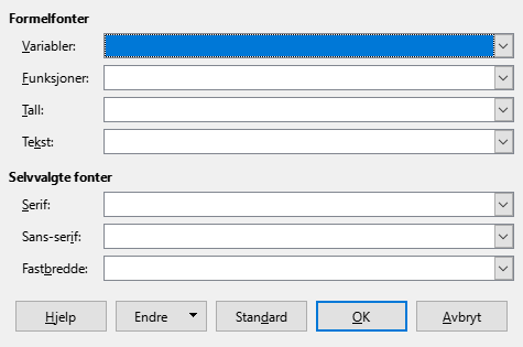 Dialogvindau for skrifttype