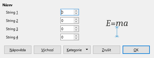 Dialogové okno Rozestupy