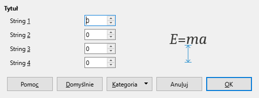 Okno dialogowe odstępów