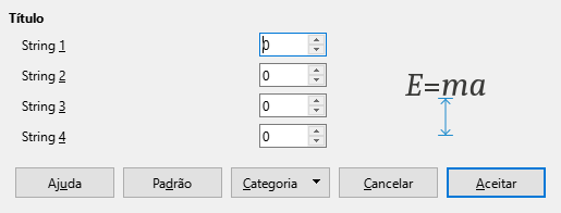 Caixa de diálogo Espaçamento