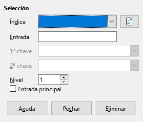Caixa de diálogo Entrada do índice