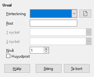 Index entry dialog