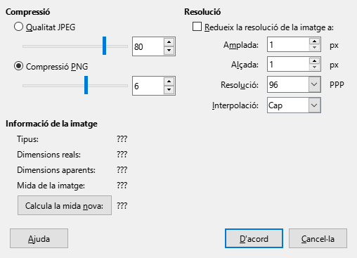 Diàleg Comprimeix la imatge